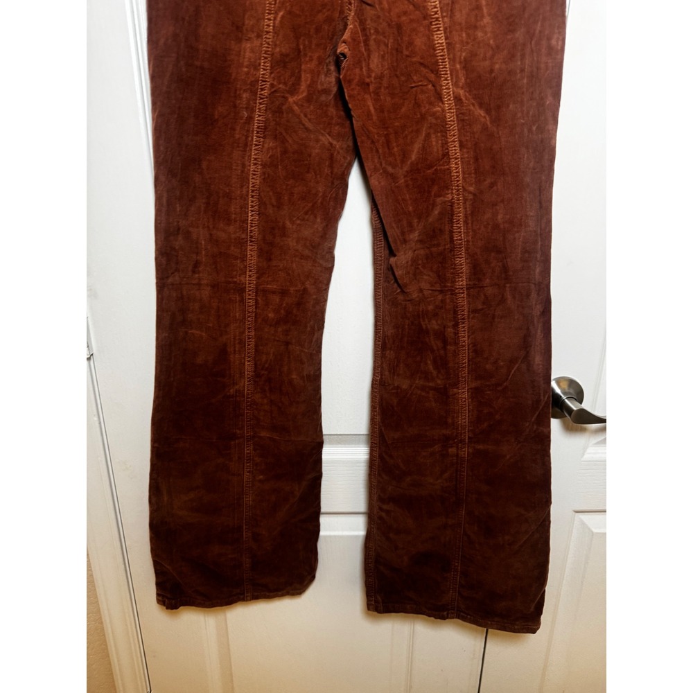 Free People Firecracker Flare Corduroy Pants Brown Paisley Star Patchwork 70s - Picture 6 of 10